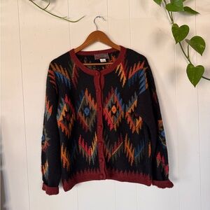 Kuntur Huasi 100% Alpaca Wool Cardigan | Handmade Peruvian Sweater L